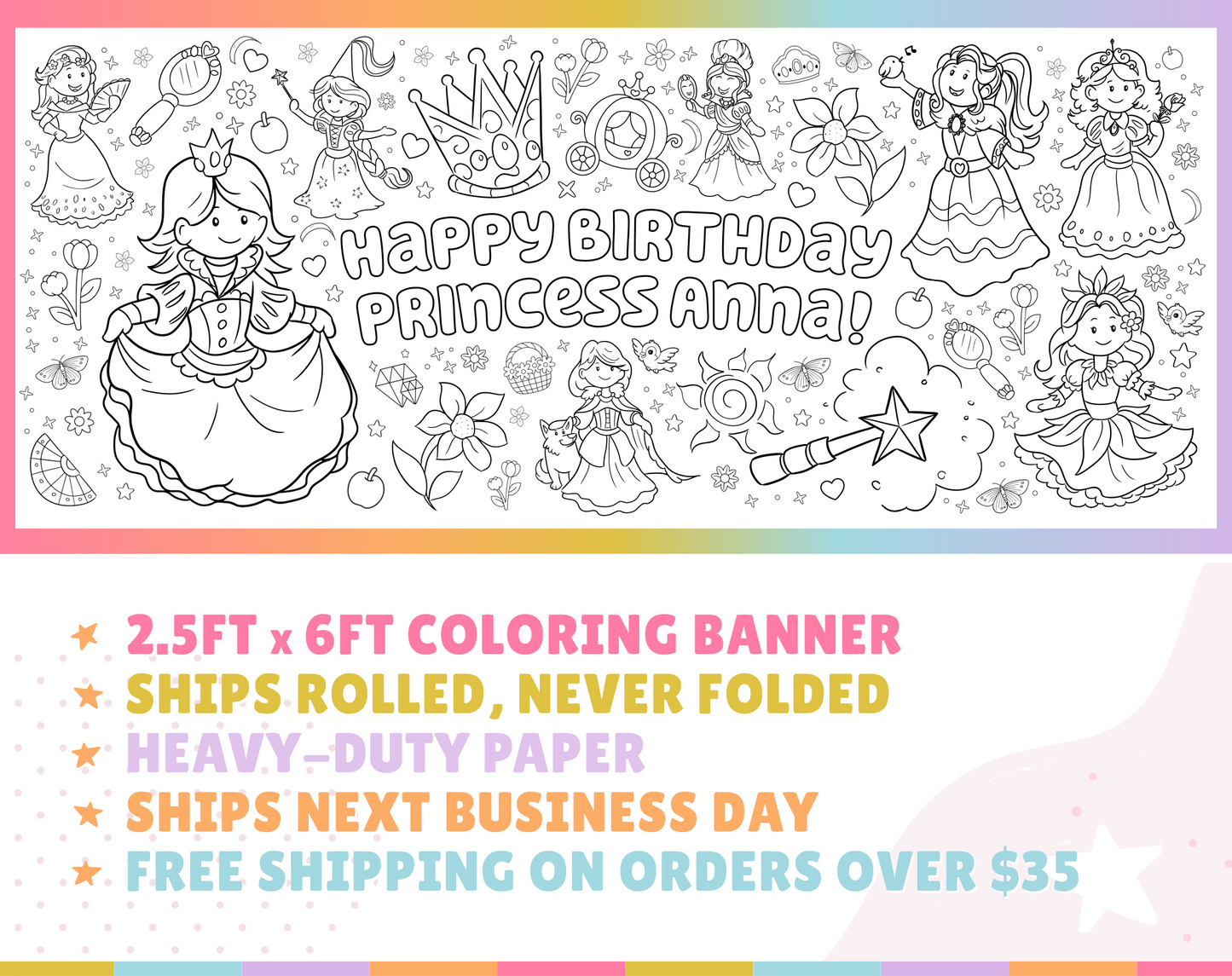 Princess Doodle Custom Coloring Banner