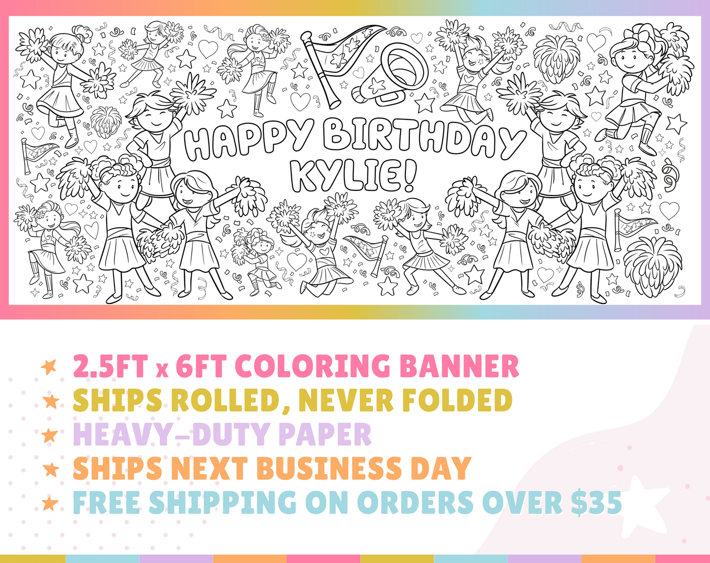 Cheer Customizable Coloring Banner
