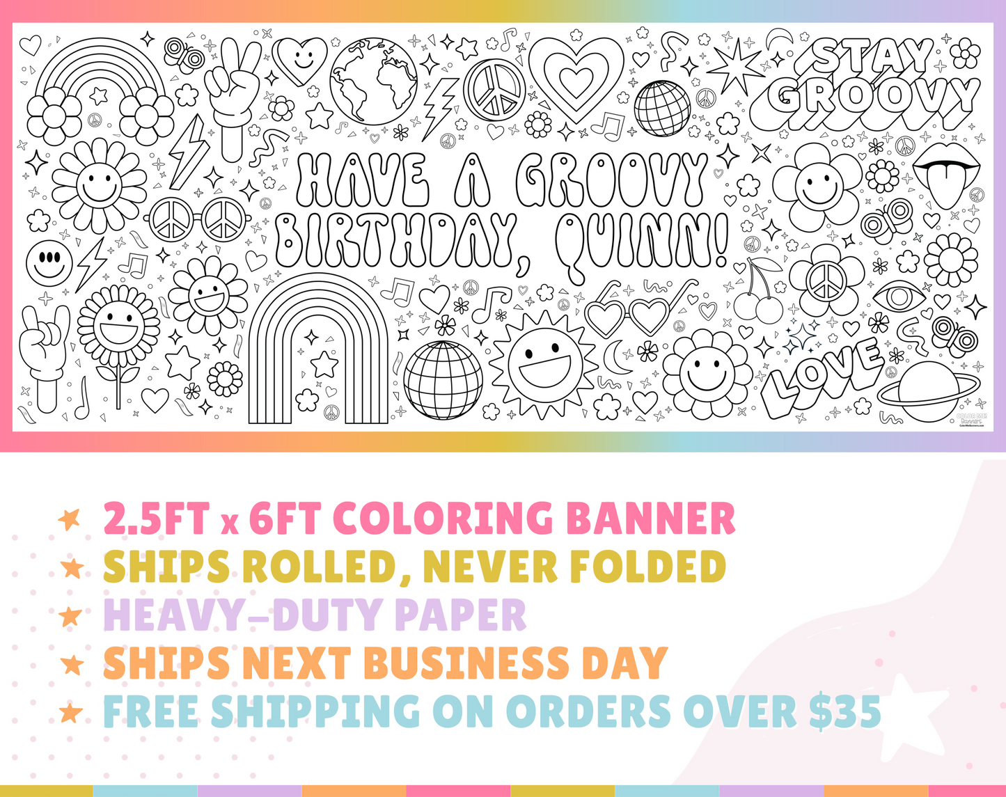 Groovy 70s Coloring Banner