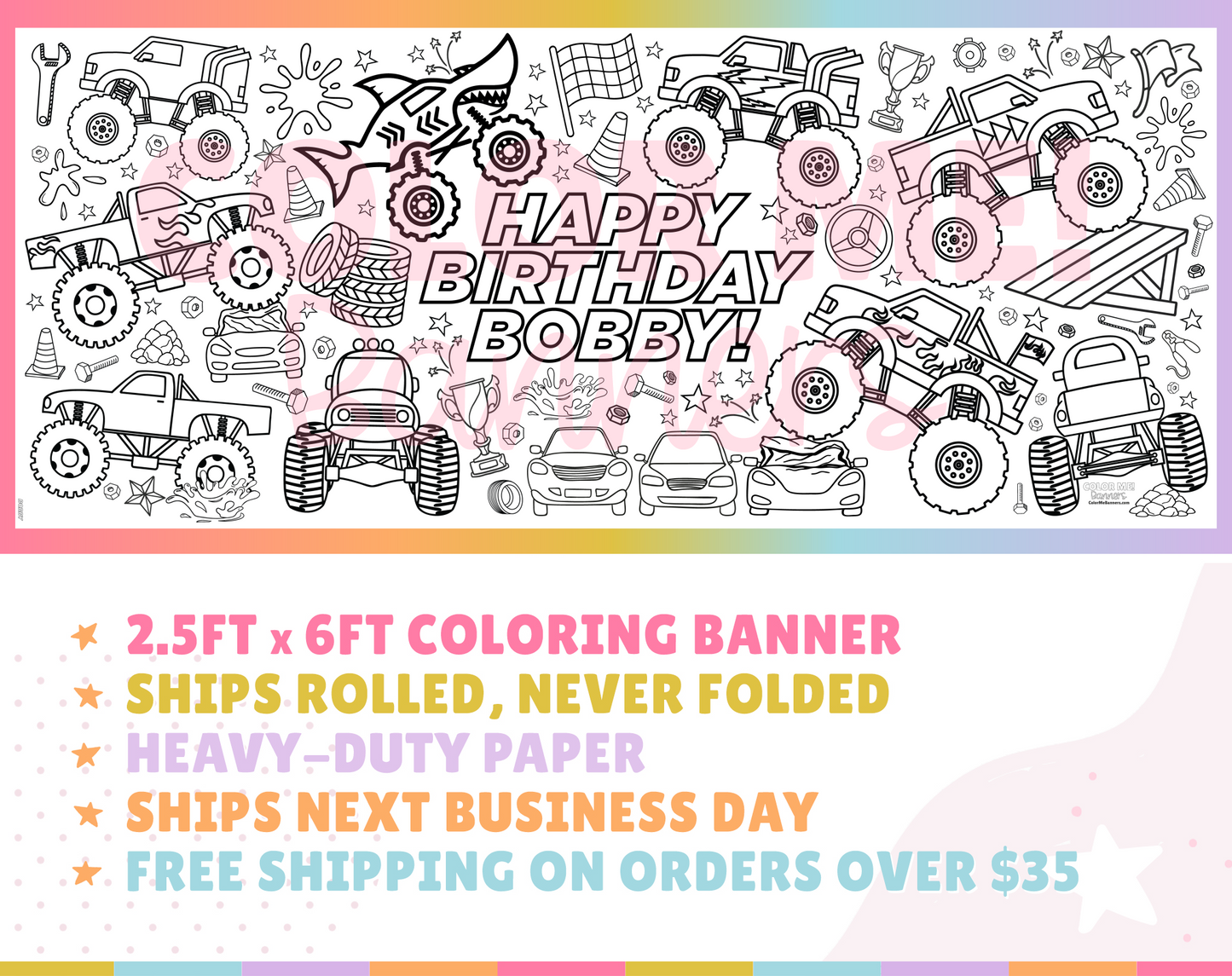 Monster Truck Coloring Banner