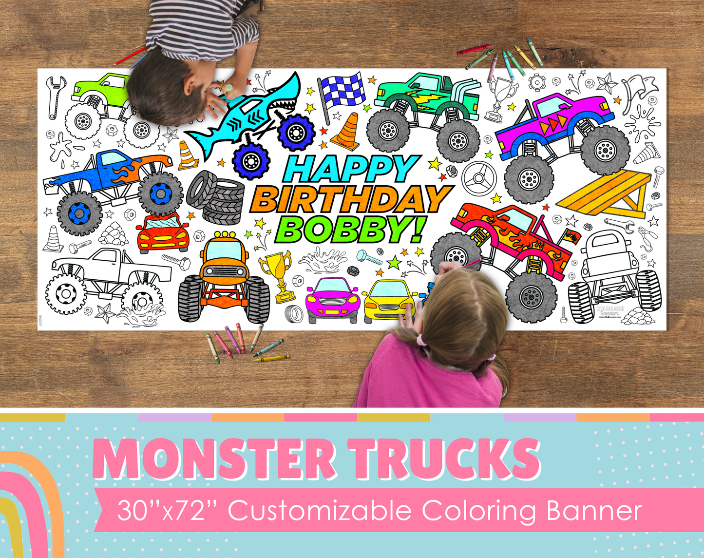 Monster Truck Coloring Banner