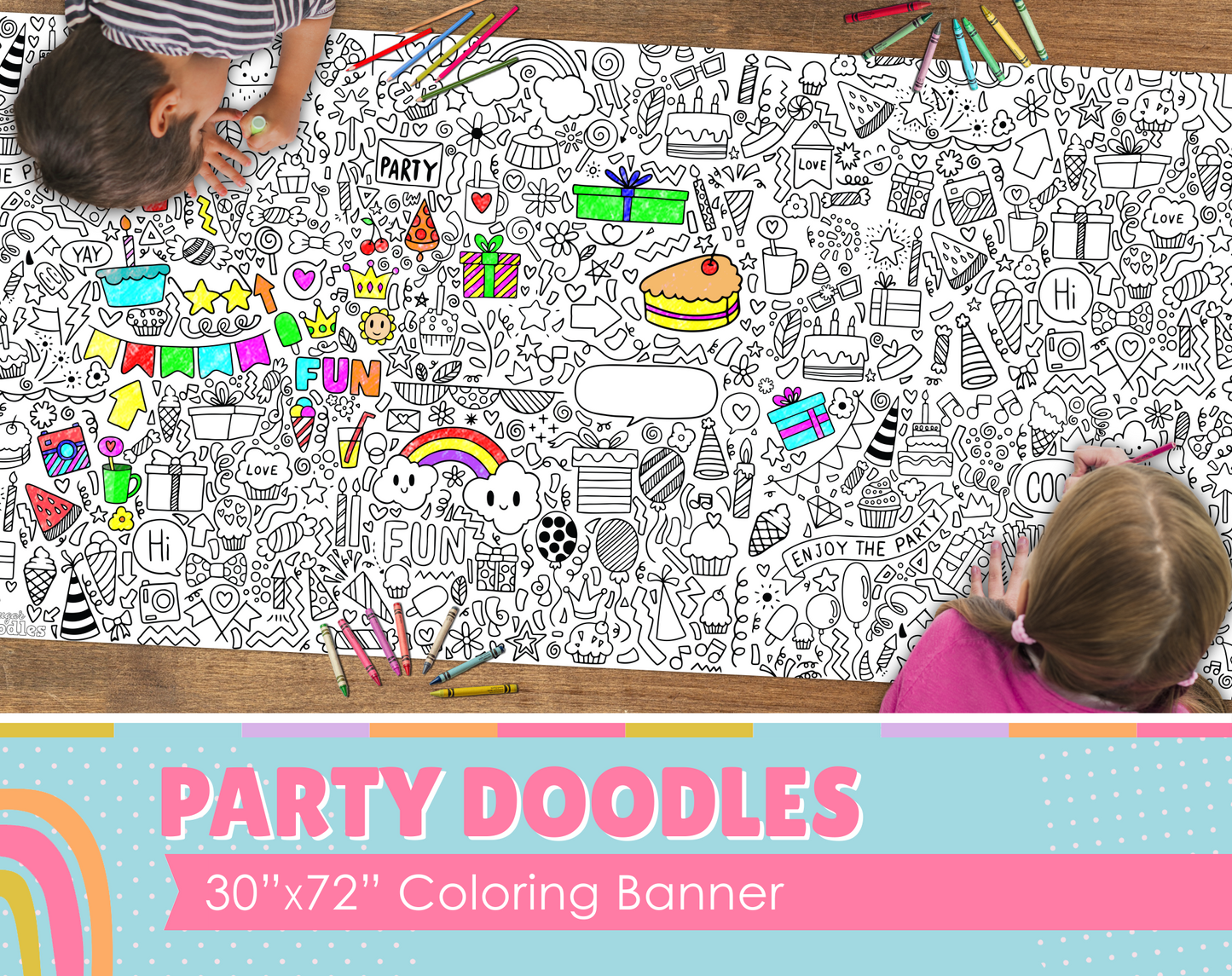 Party Doodles Coloring Banner