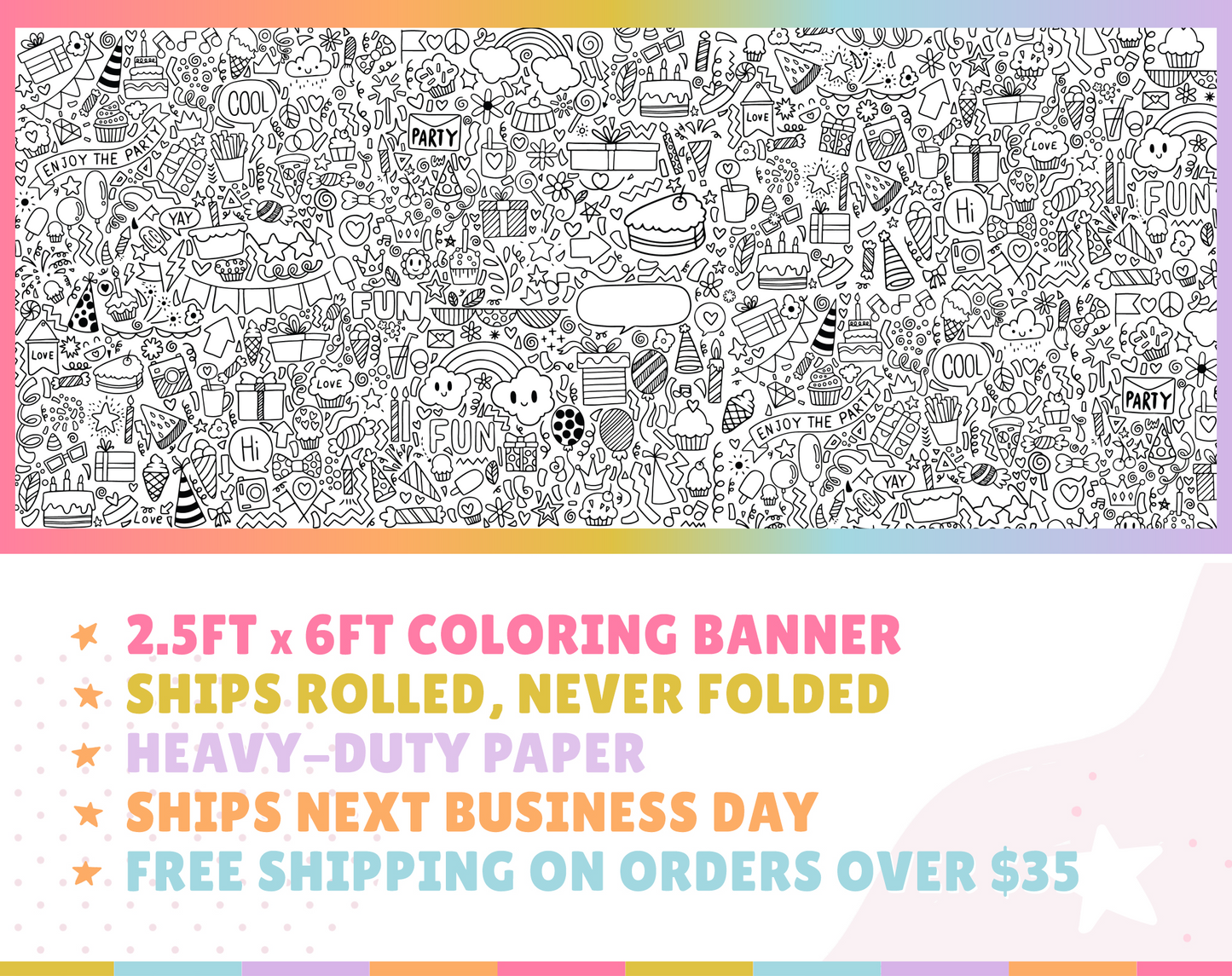 Party Doodles Coloring Banner