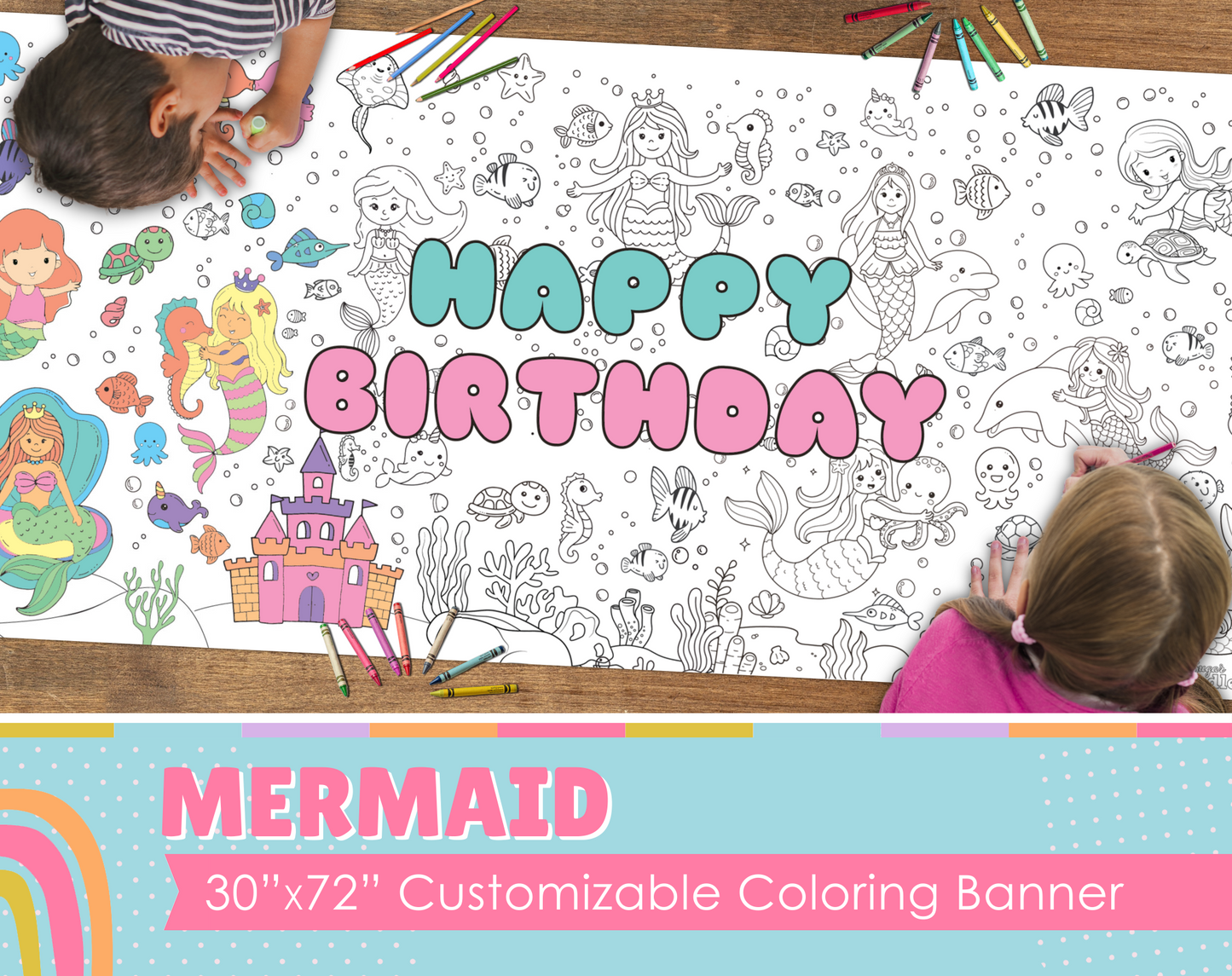 Mermaid Coloring Banner