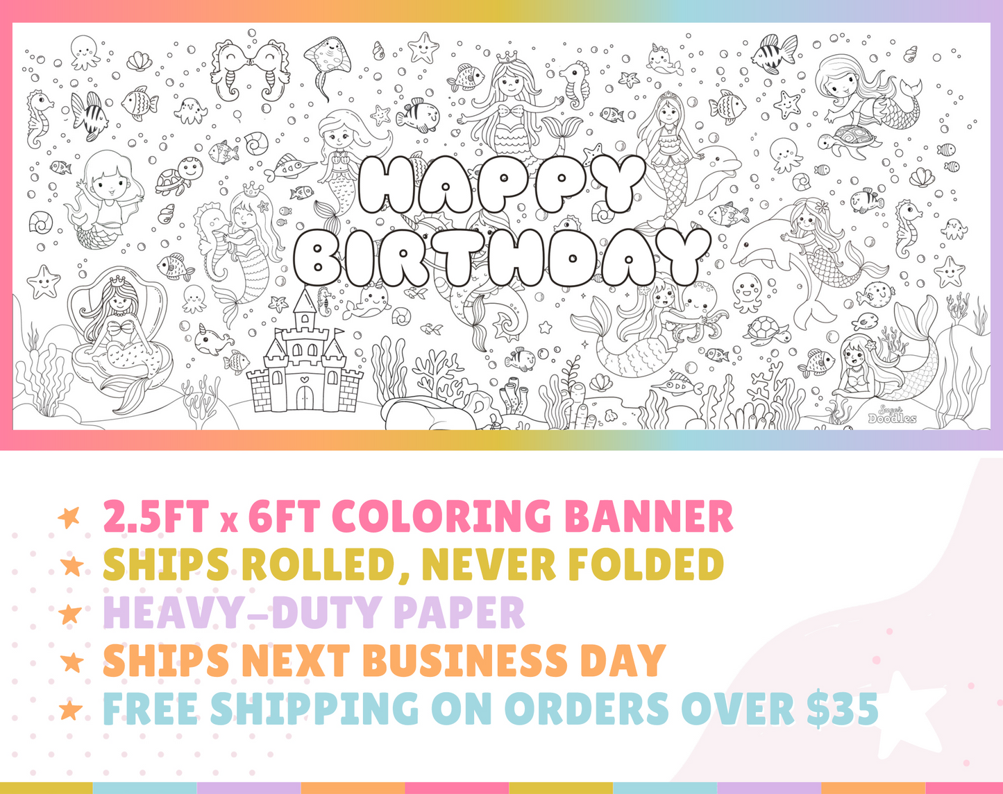 Mermaid Coloring Banner