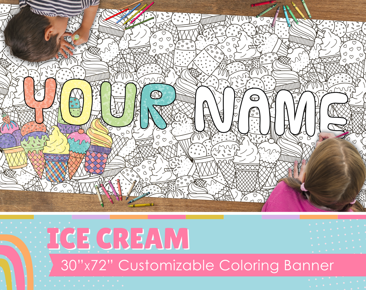 Ice Cream Custom Coloring Banner