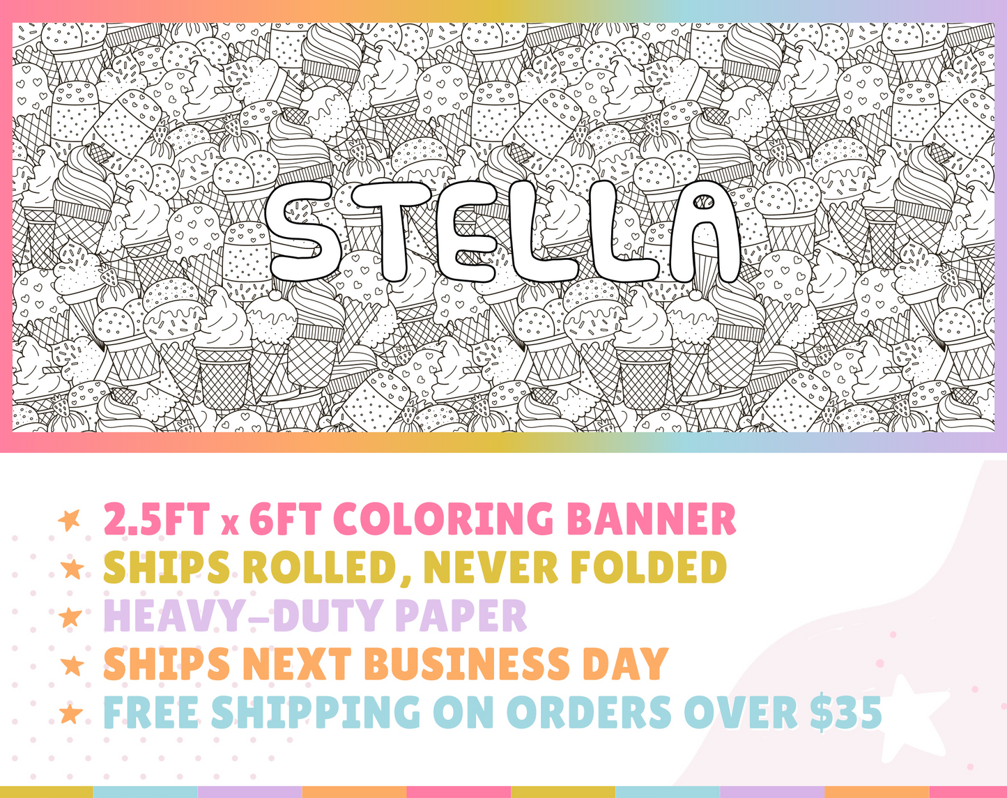 Ice Cream Custom Coloring Banner