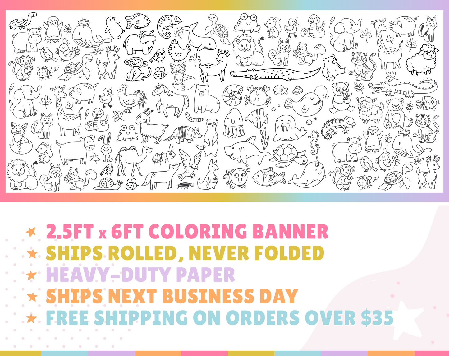Animal Doodles Coloring Banner