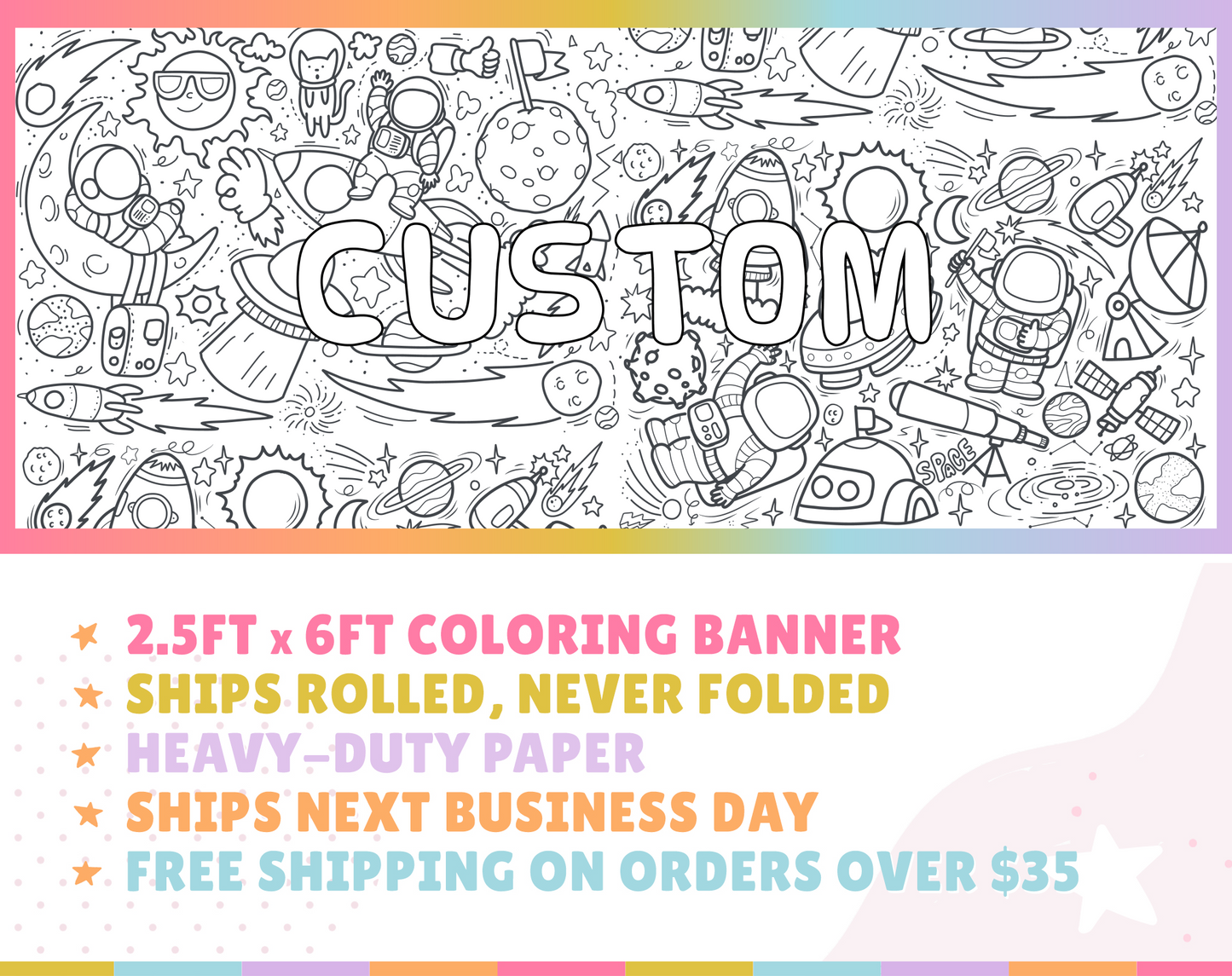 Space Doodles Custom Coloring Banner