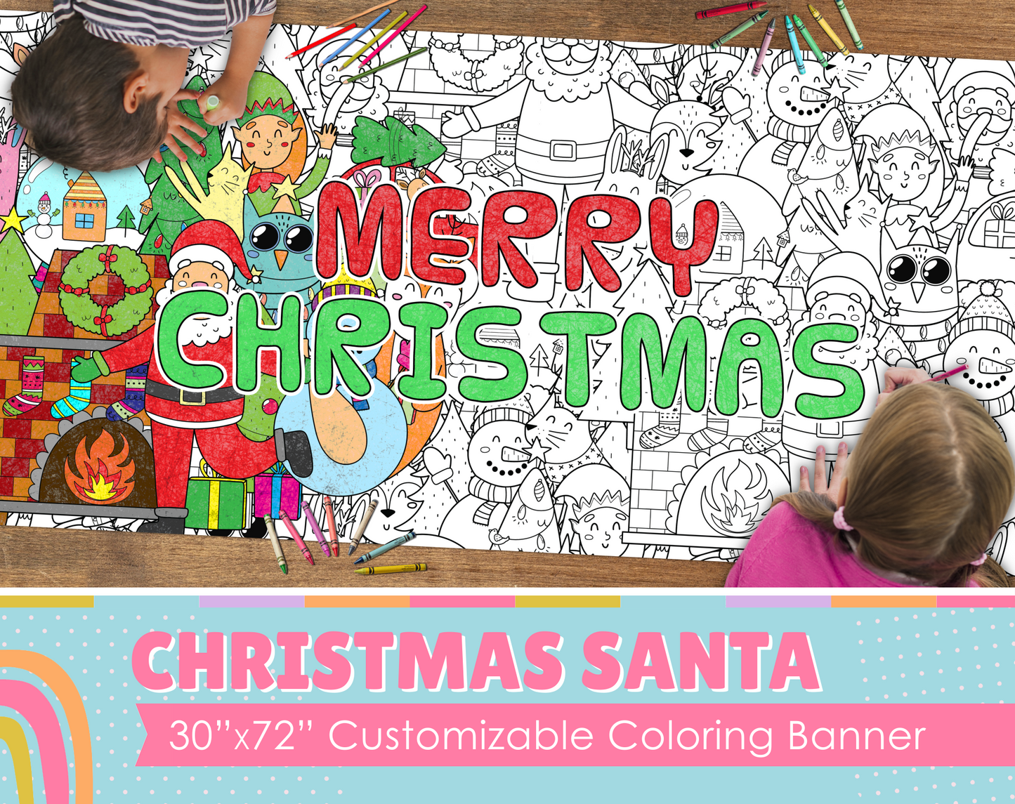 Christmas Santa Custom Coloring Banner