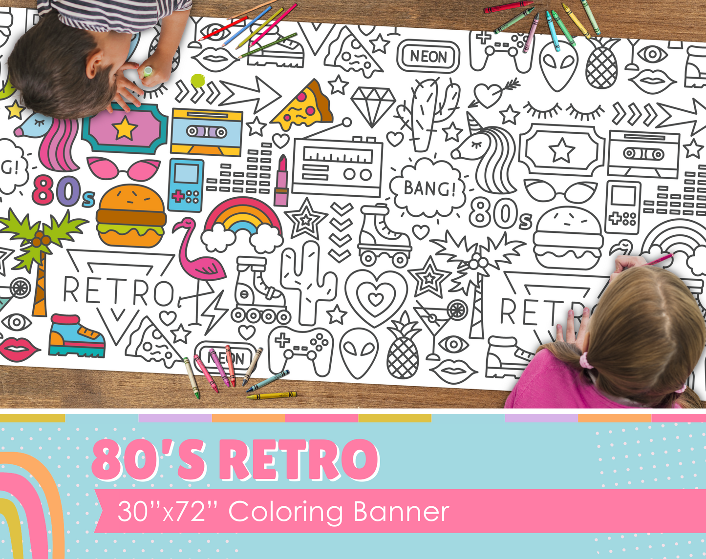 80's Retro Coloring Banner