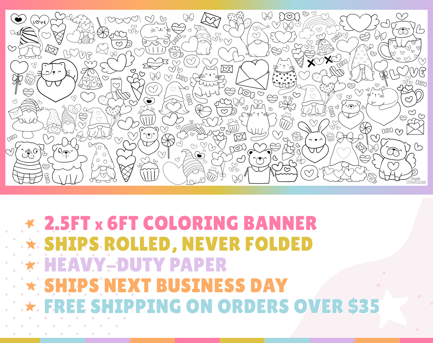 Valentines Day Friends Coloring Banner