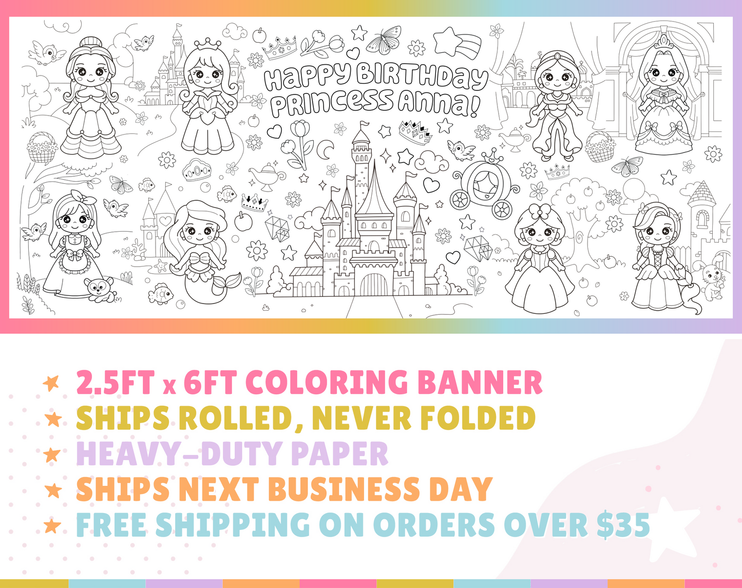 Princess Custom Coloring Banner