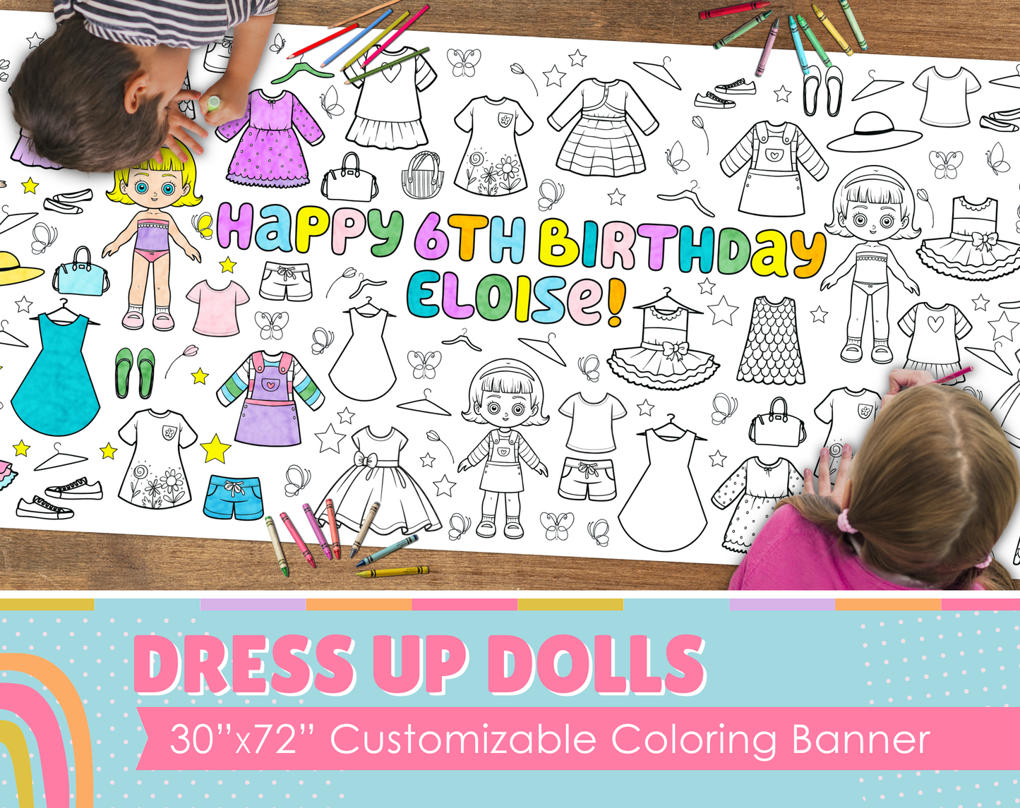Dress Up Dolls Custom Coloring Banner