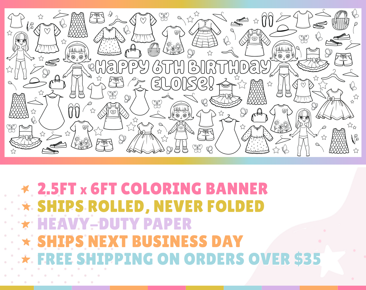 Dress Up Dolls Custom Coloring Banner