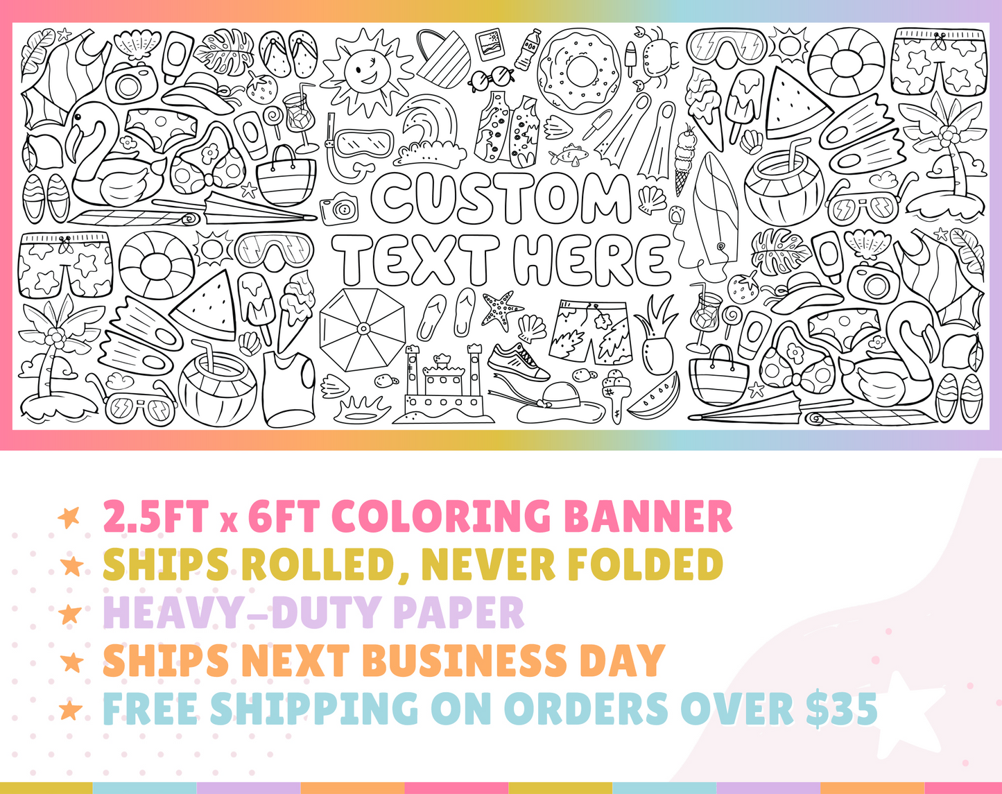 Big Summer Fun Custom Coloring Banner
