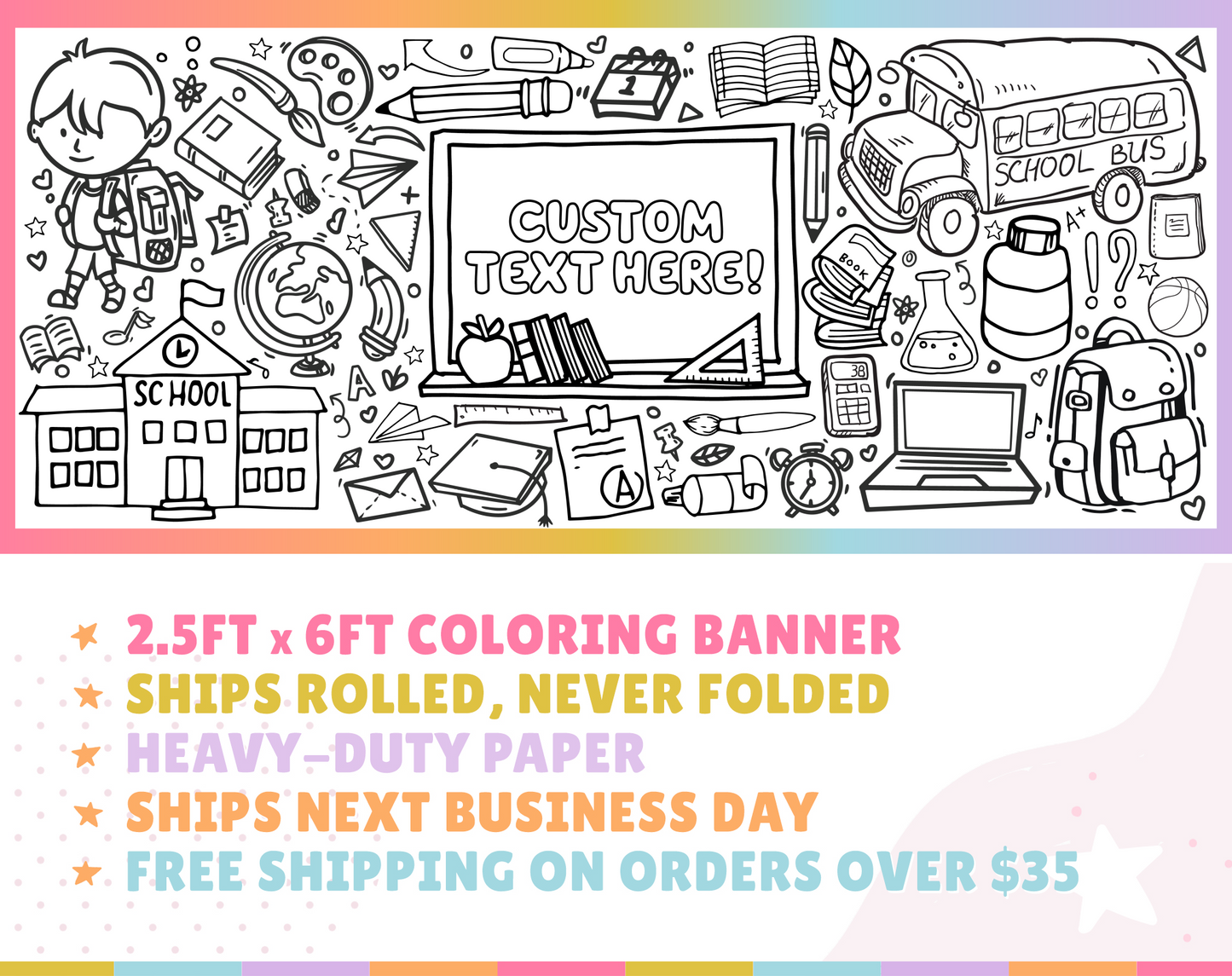School Doodles Custom Coloring Banner