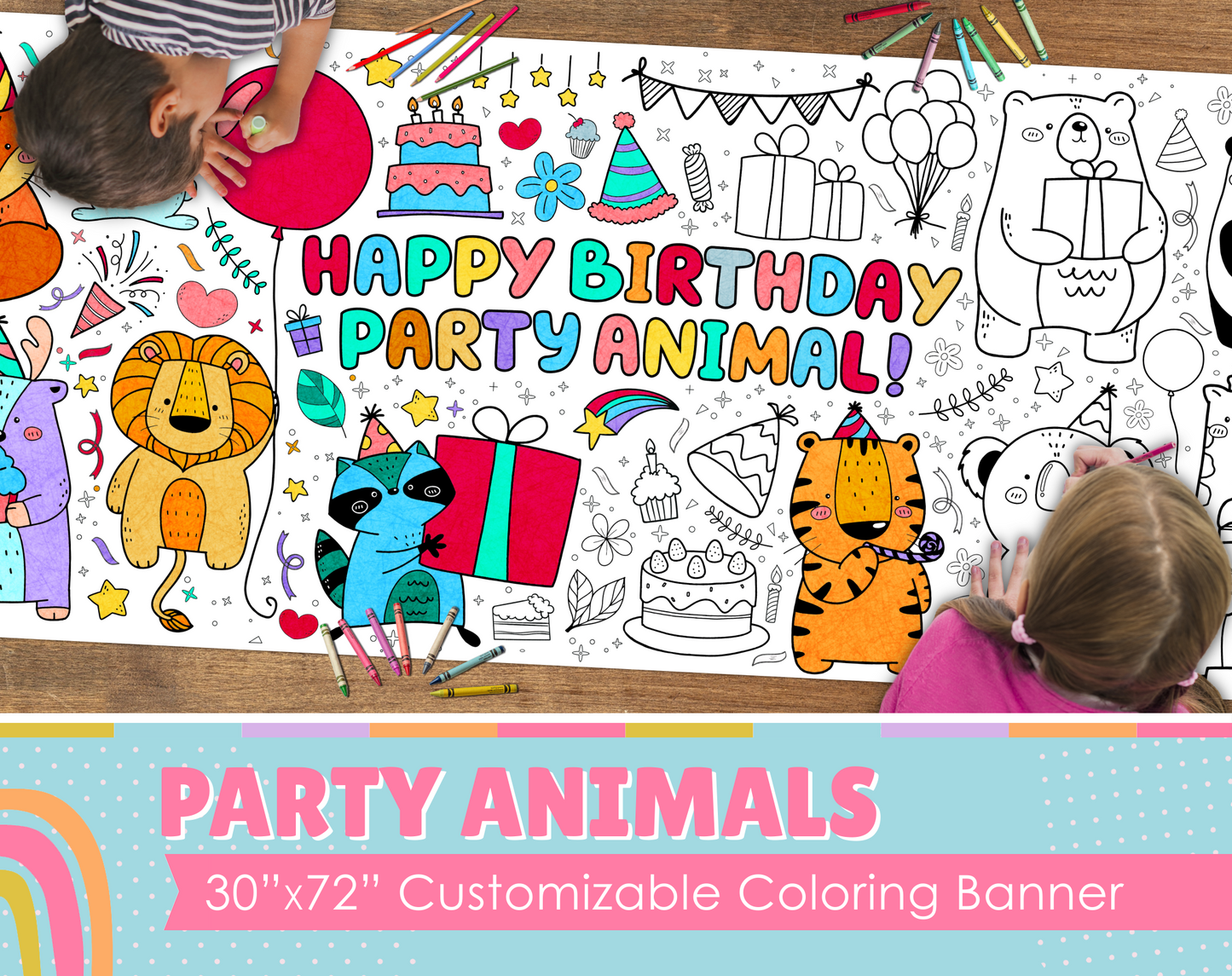 Party Animals Custom Coloring Banner