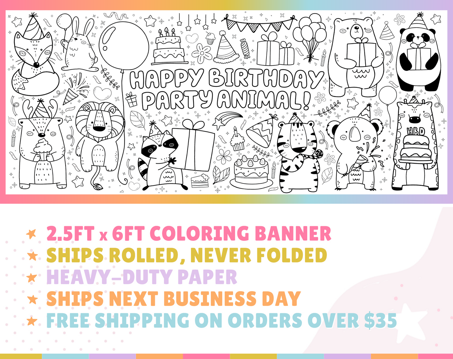 Party Animals Custom Coloring Banner