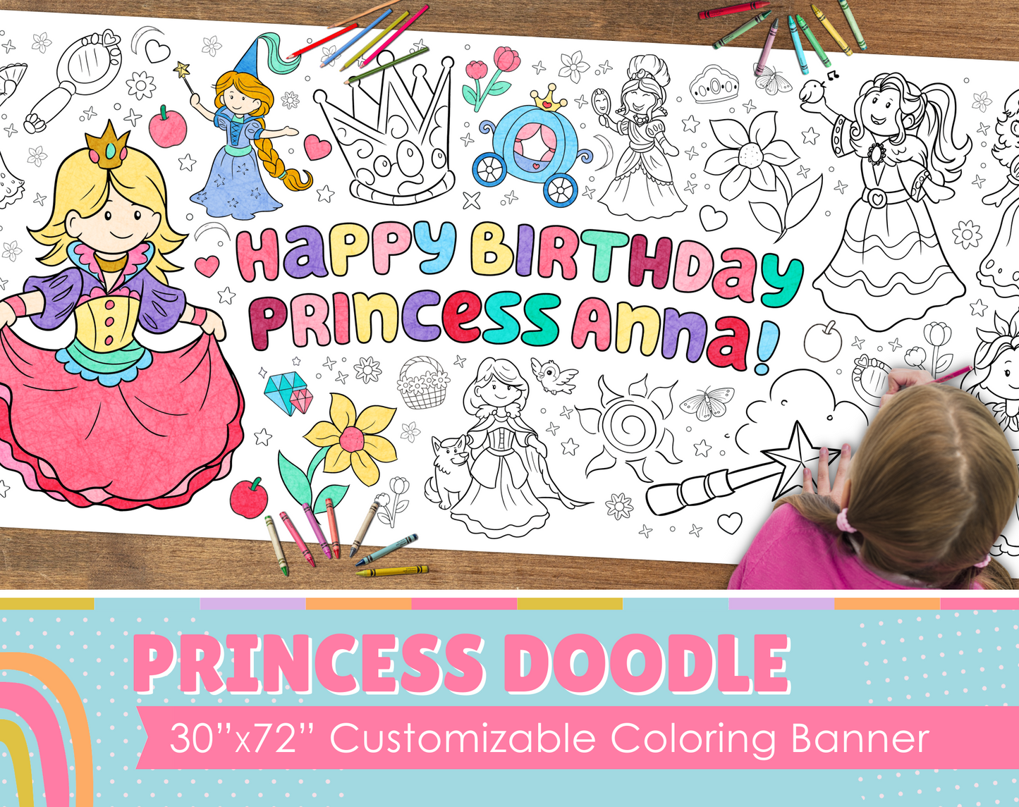 Princess Doodle Custom Coloring Banner