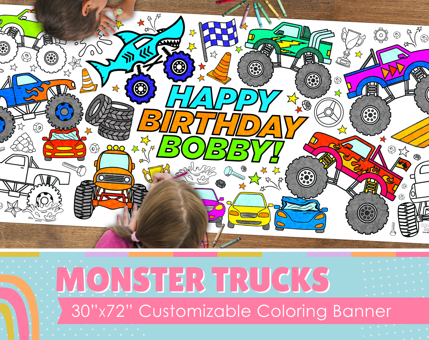 Monster Truck Coloring Banner
