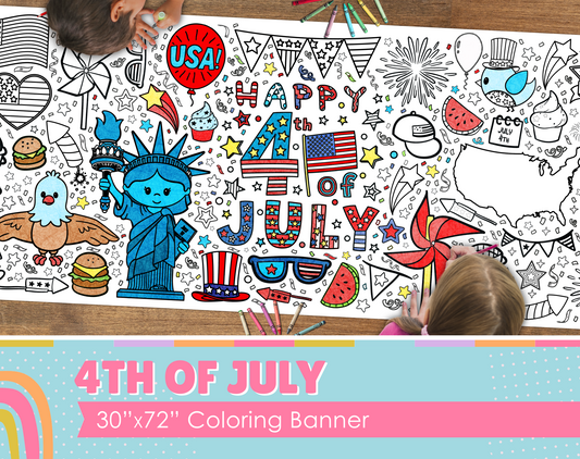 Fourth of July Coloring Banner