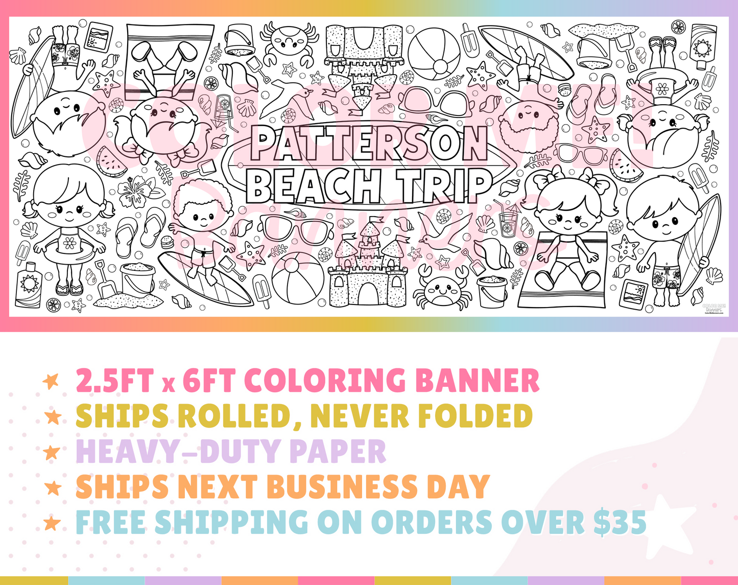 Beach Trip Custom Coloring Banner