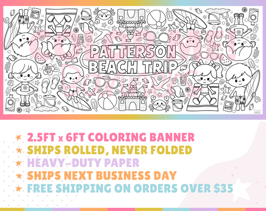 Beach Trip Custom Coloring Banner