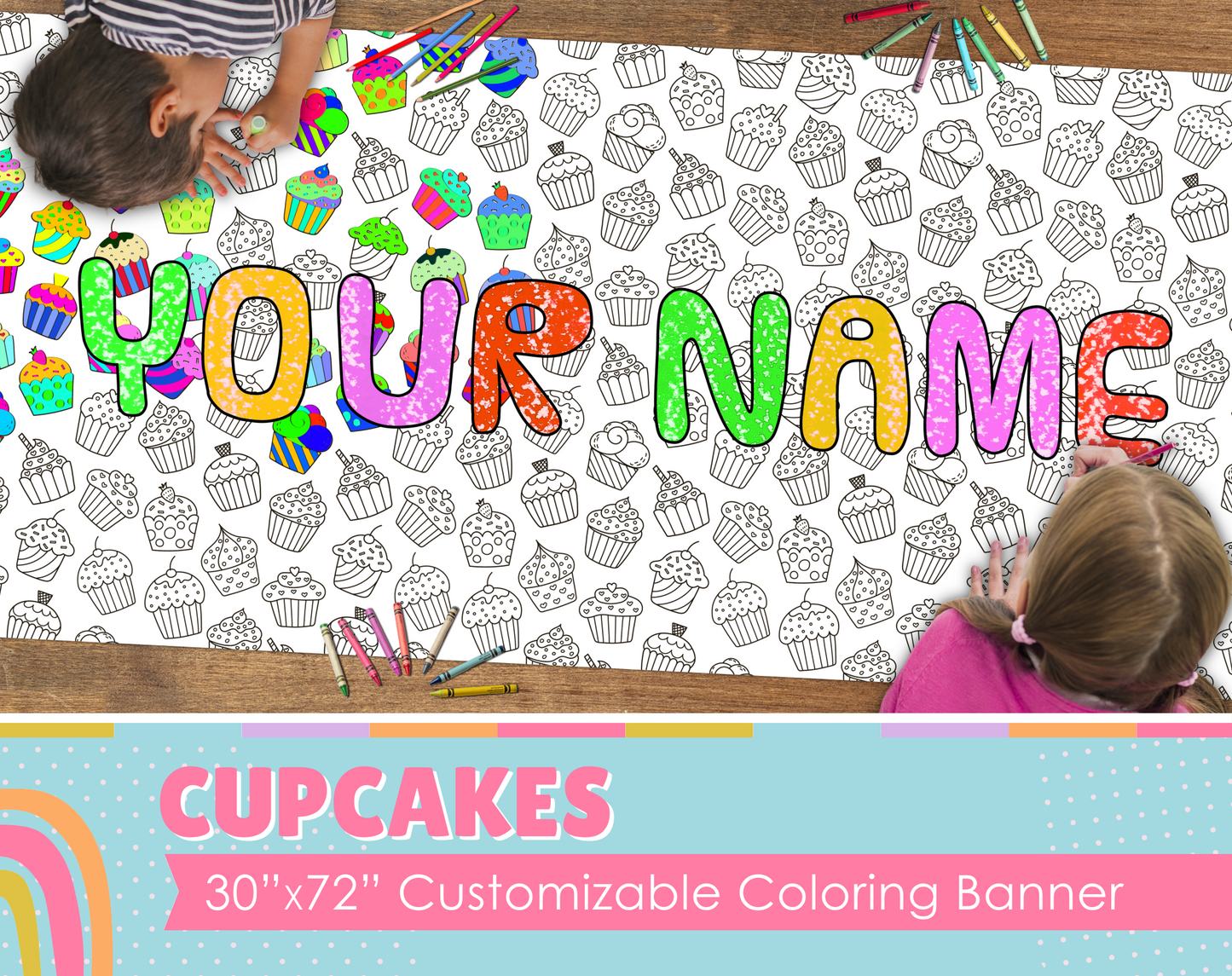 Cupcakes Custom Coloring Banner