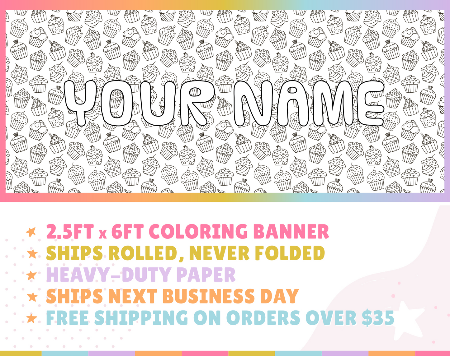 Cupcakes Custom Coloring Banner