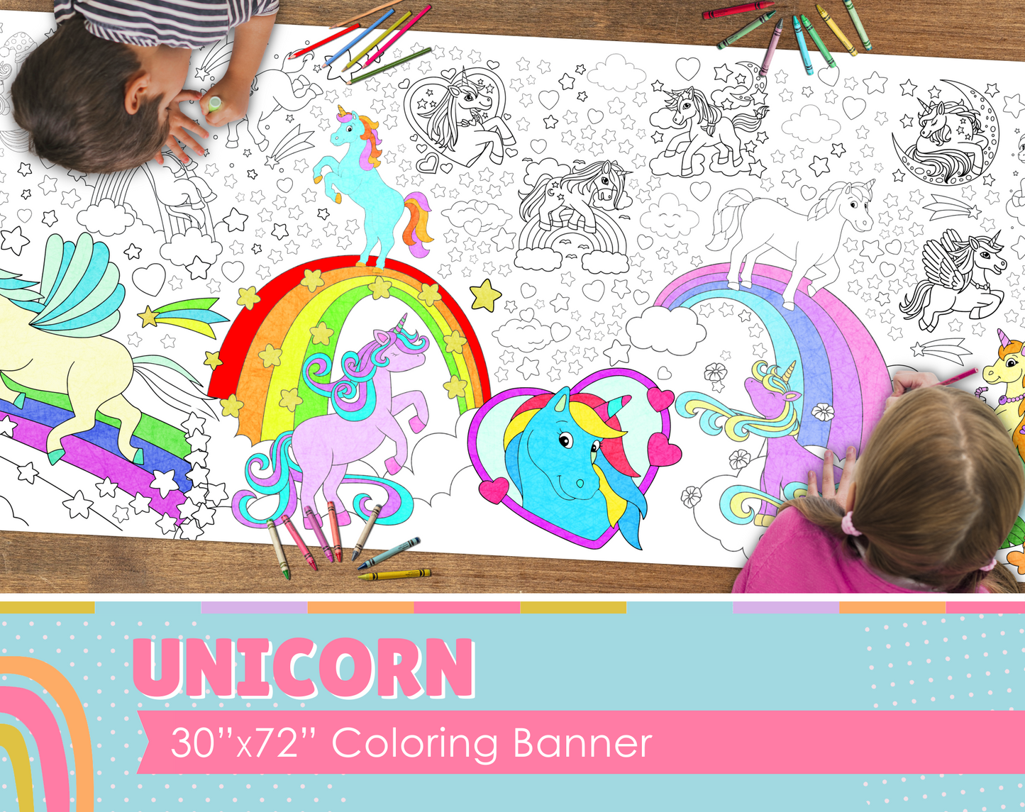 Unicorn Scene Coloring Banner