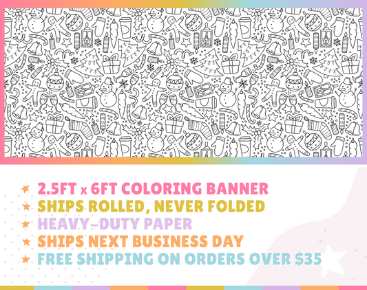 Christmas Doodles Coloring Banner