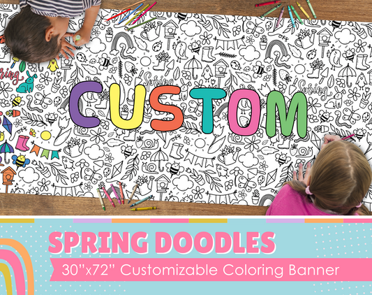 Spring Doodles Custom Coloring Banner