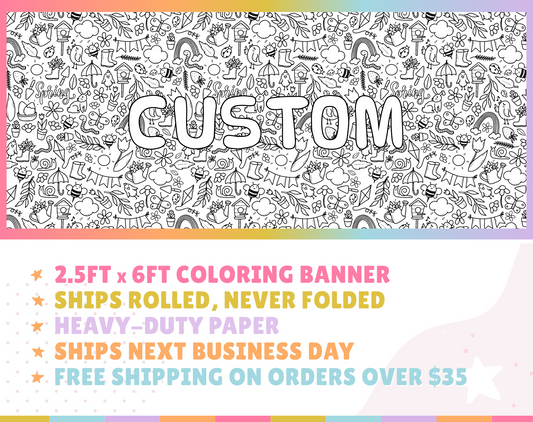 Spring Doodles Custom Coloring Banner