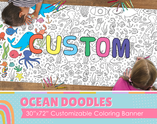 Ocean Doodles Custom Coloring Banner