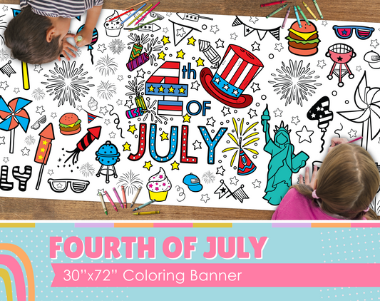 Fourth of July Coloring Banner
