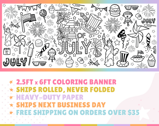 Fourth of July Coloring Banner