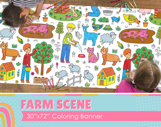 Farm Scene Custom Coloring Banner