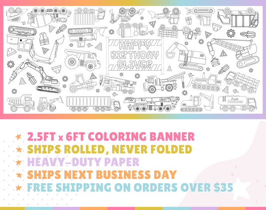 Construction Custom Coloring Banner