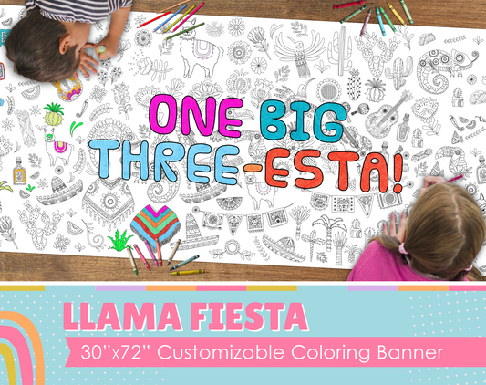 Llama Fiesta Coloring Banner