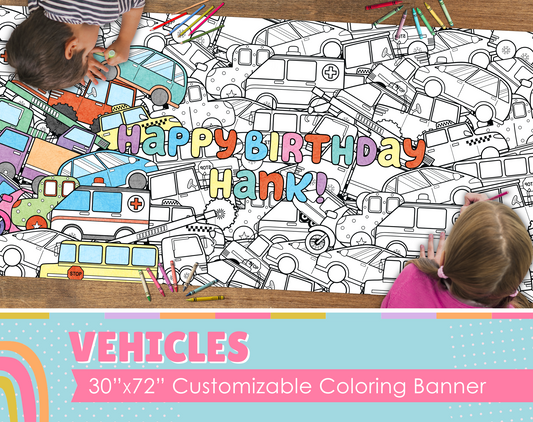 Vehicles Custom Coloring Banner