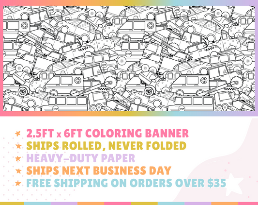 Vehicles Custom Coloring Banner