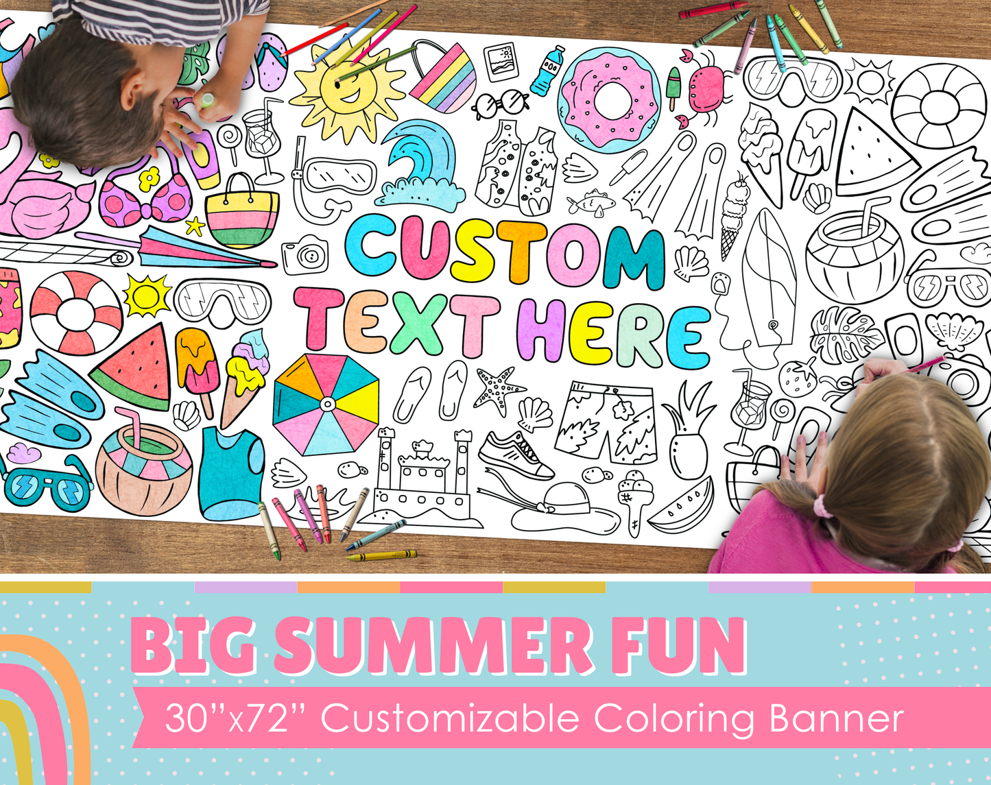 Big Summer Fun Custom Coloring Banner