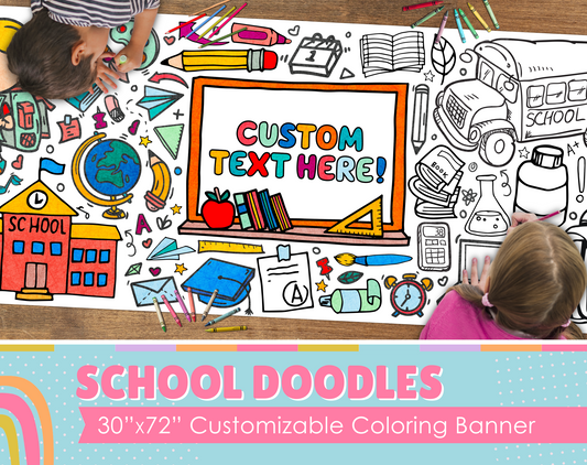School Doodles Custom Coloring Banner