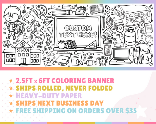 School Doodles Custom Coloring Banner